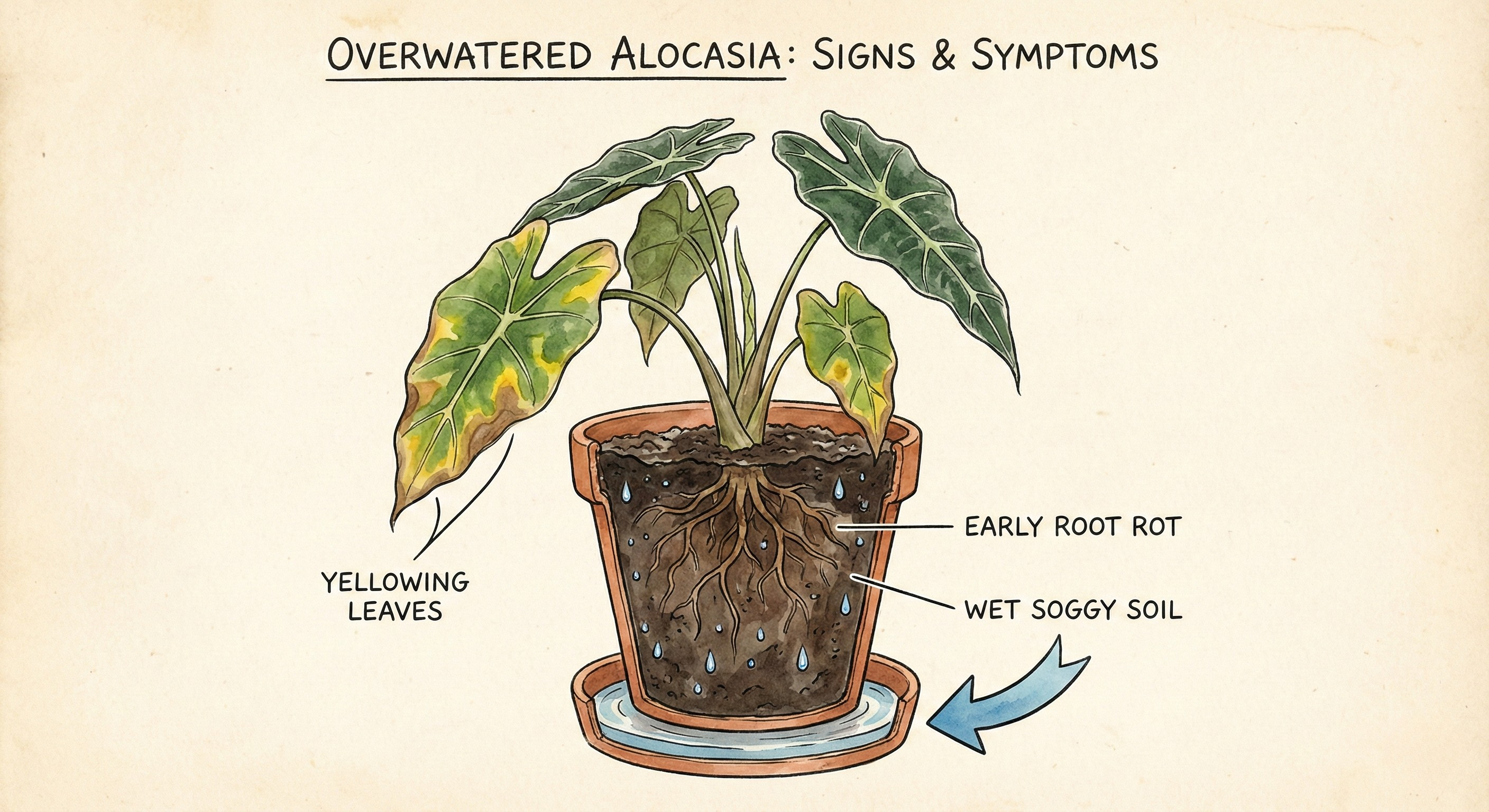 Comparison of soaked vs properly dried Alocasia soil in moisture meter