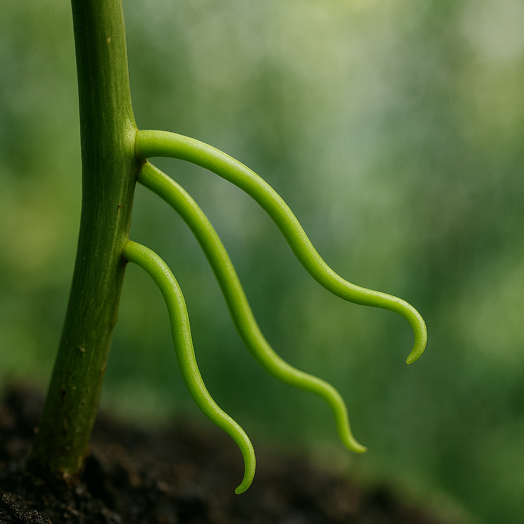Anthurium aerial roots emerging from stems — what they are and why they matter for epiphytic plants
