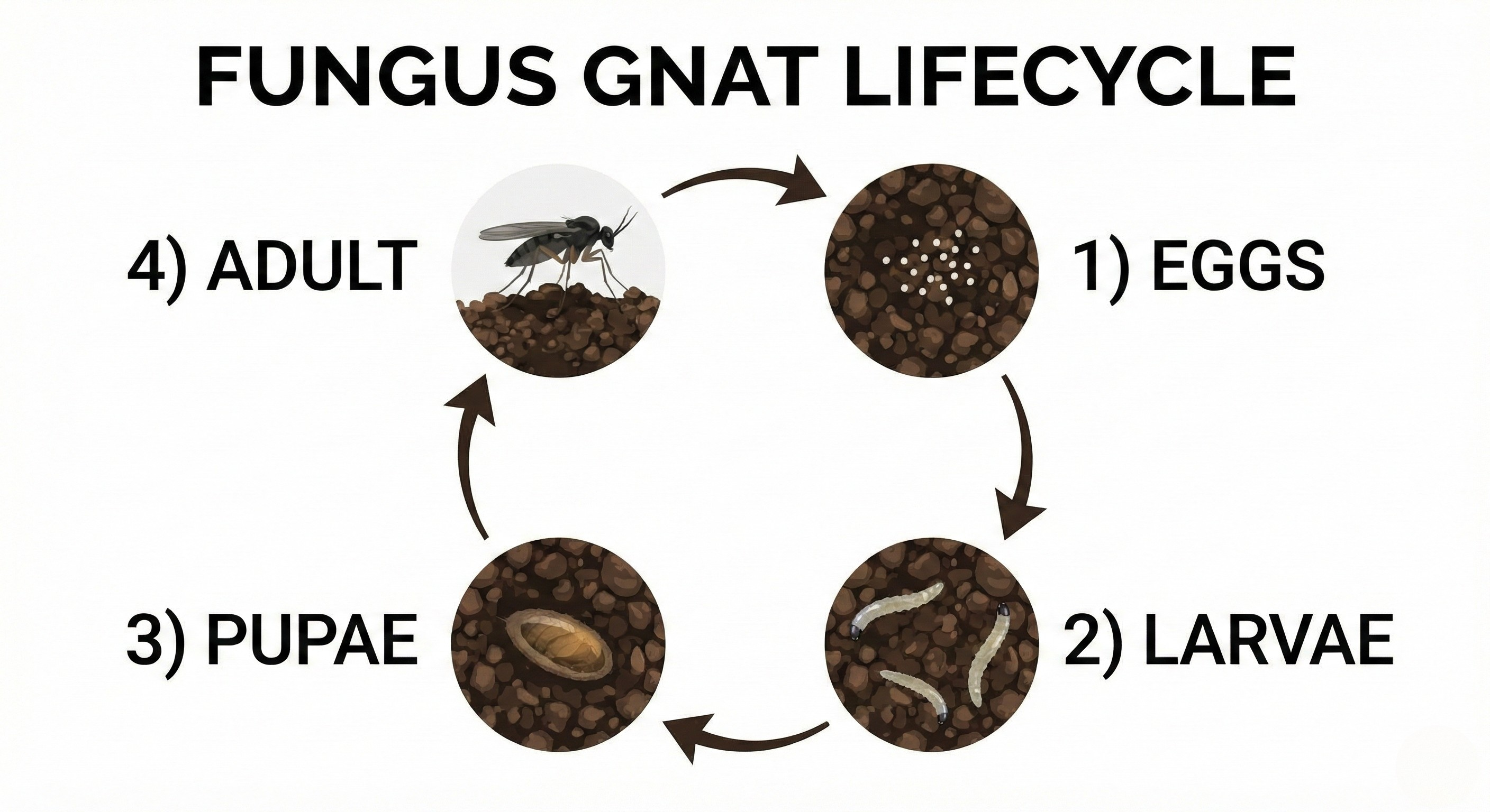 Fungus gnat lifecycle diagram