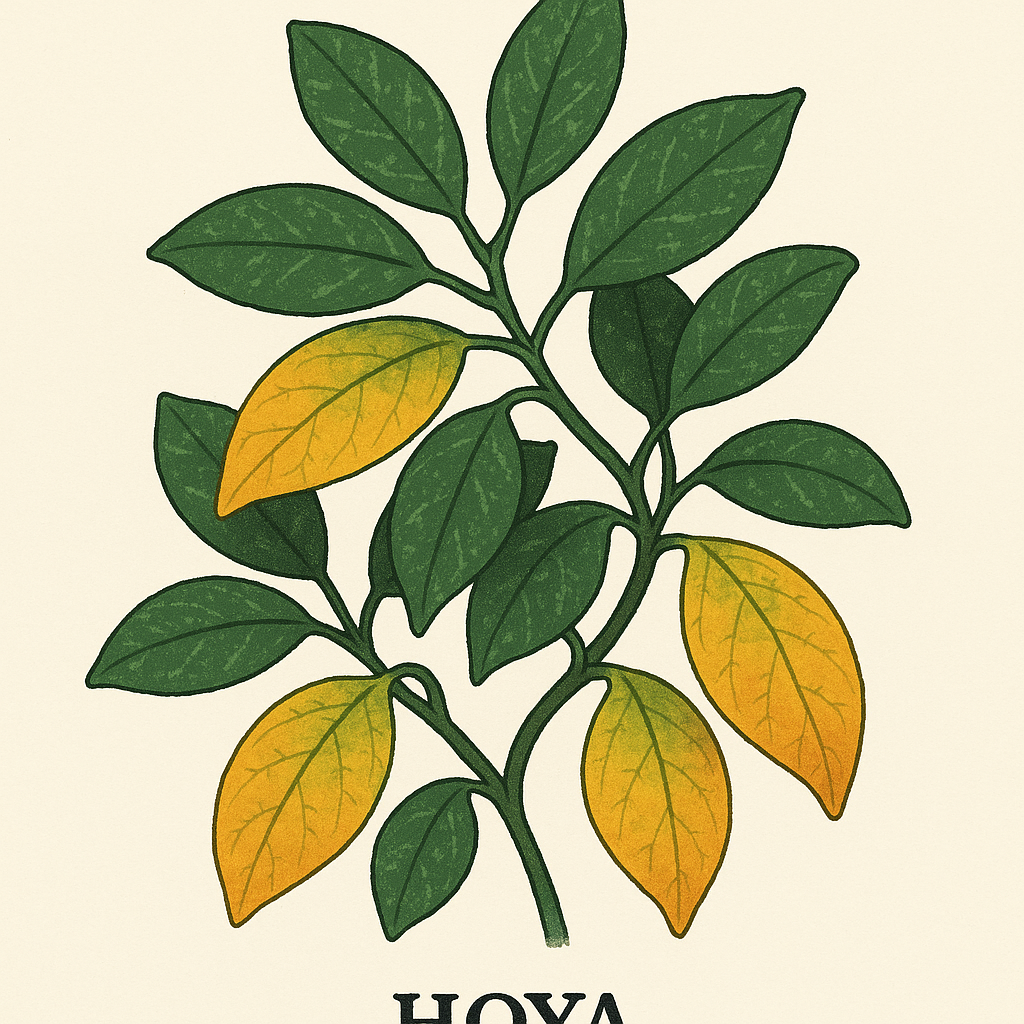 Hoya plant with yellowing leaves showing overwatering signs