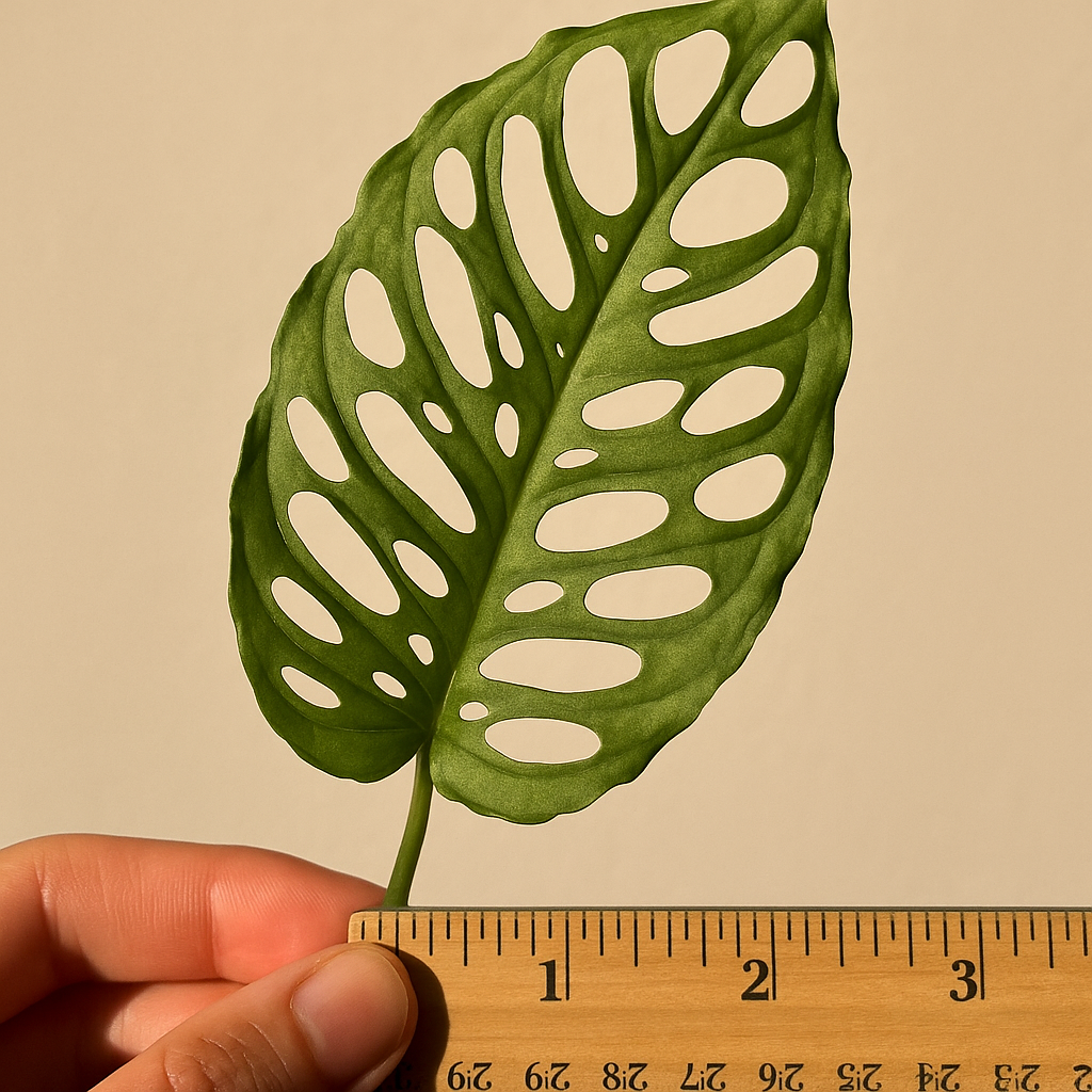 Monstera Obliqua Peruvian form showing distinctive wavy leaf edges and extreme fenestration