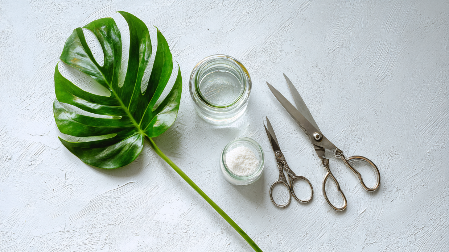Monstera cutting with node ready for propagation