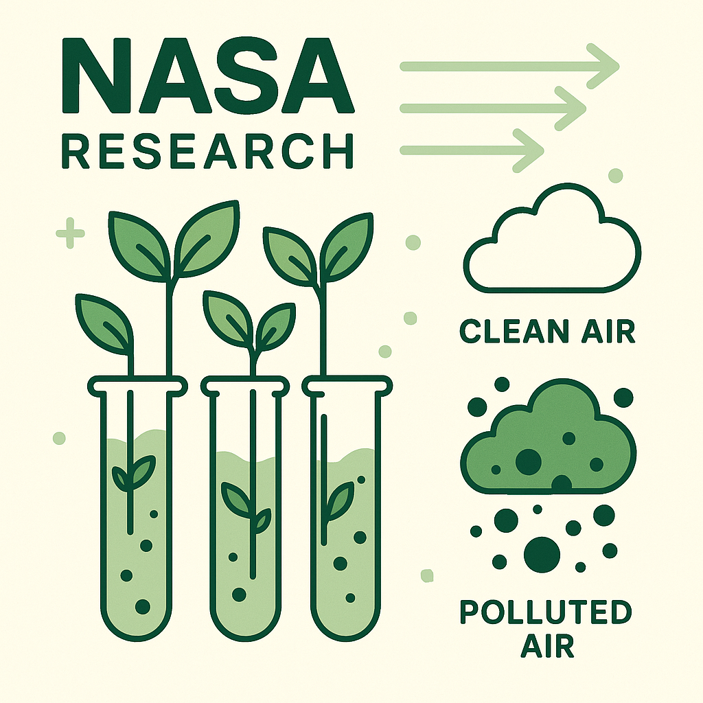 Infographic showing NASA study results on plant air purification