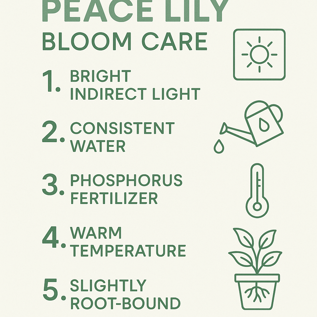 Peace lily bloom checklist infographic