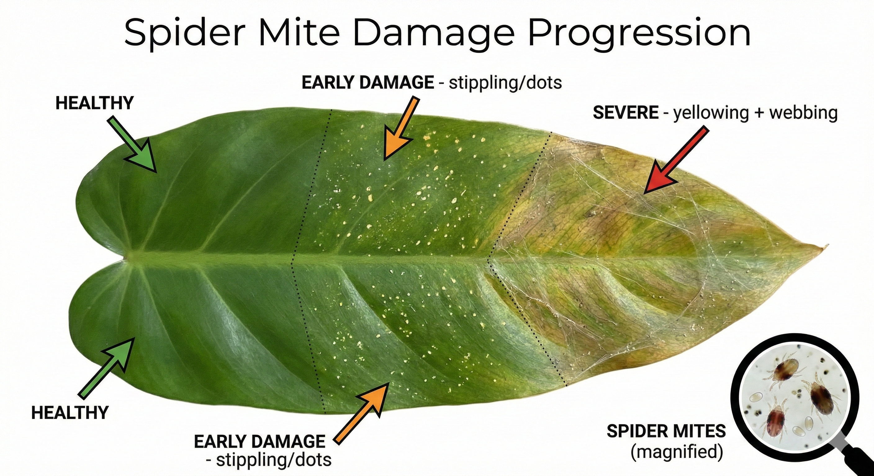 Spider mite damage progression